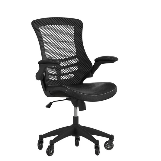 Kelista Mid-Back Ergonomic Desk Chair with Transparent Roller Wheels - Black