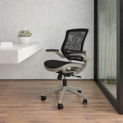 Edge Mid-Back Ergonomic Office Chair Black In Graphite Silver Frame