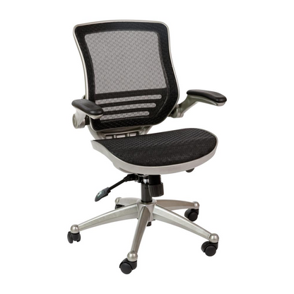 Edge Mid-Back Ergonomic Office Chair Black In Graphite Silver Frame