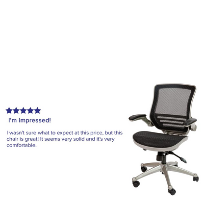 Edge Mid-Back Ergonomic Office Chair Black In Graphite Silver Frame